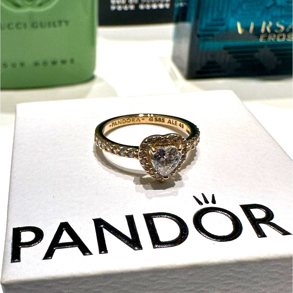 Pandora 14K elevated heart ring, size 48, Us size 4 1/2.
